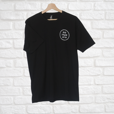 Black Short sleeve crewneck t-shirt with bar from afar logo