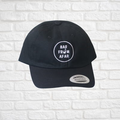Black dad hat with the Bar From Afar Logo